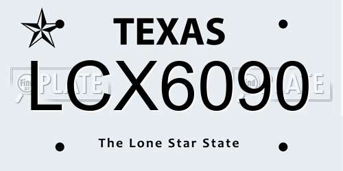 LCX6090 Texas License Plate