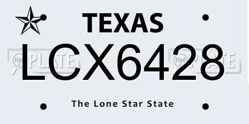 LCX6428 Texas License Plate