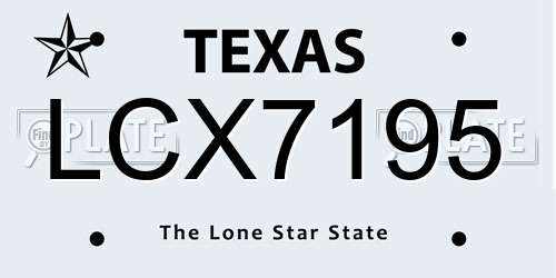 LCX7195 Texas License Plate