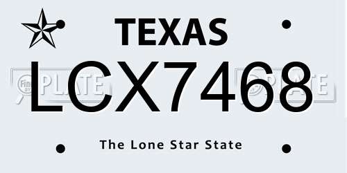 LCX7468 Texas License Plate