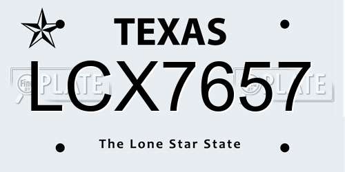 LCX7657 Texas License Plate