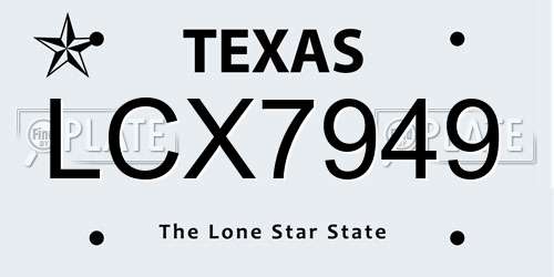 LCX7949 Texas License Plate