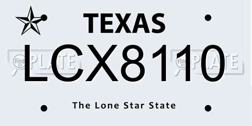 LCX8110 Texas License Plate