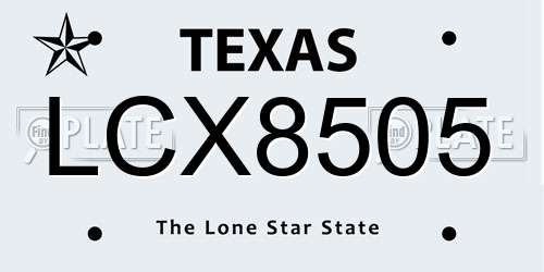 LCX8505 Texas License Plate