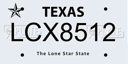 LCX8512 Texas License Plate