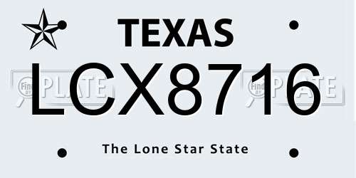 LCX8716 Texas License Plate