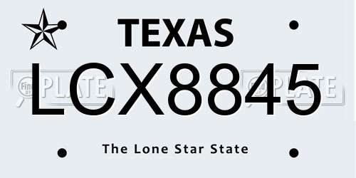 LCX8845 Texas License Plate