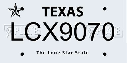 LCX9070 Texas License Plate