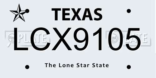 LCX9105 Texas License Plate