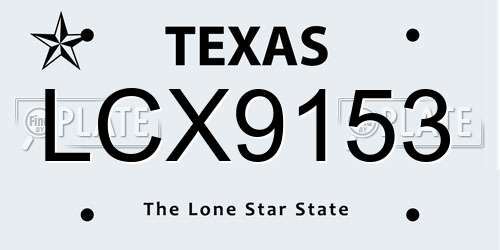LCX9153 Texas License Plate