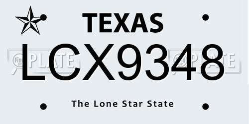 LCX9348 Texas License Plate