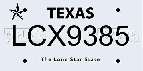 LCX9385 Texas License Plate