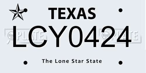 LCY0424 Texas License Plate