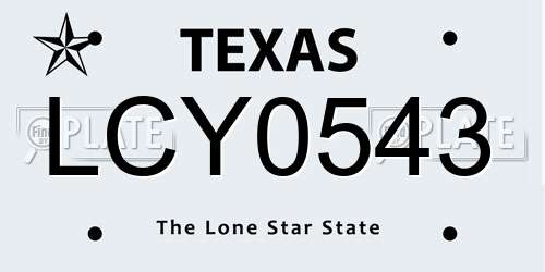 LCY0543 Texas License Plate