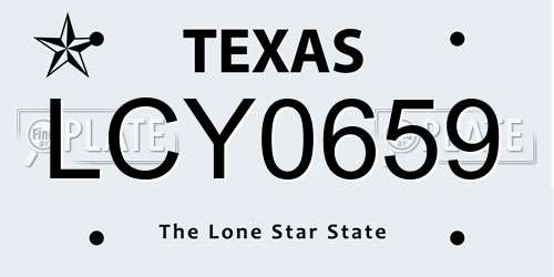LCY0659 Texas License Plate