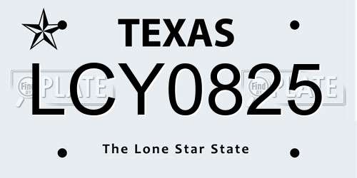 LCY0825 Texas License Plate