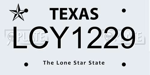 LCY1229 Texas License Plate