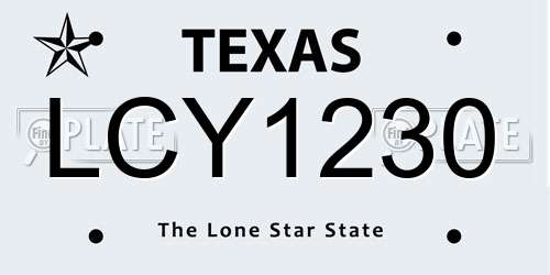 LCY1230 Texas License Plate