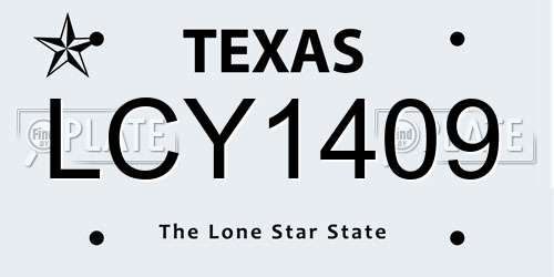 LCY1409 Texas License Plate