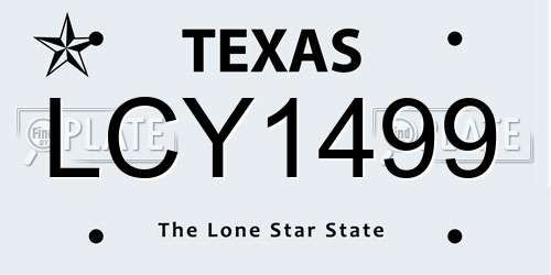 LCY1499 Texas License Plate