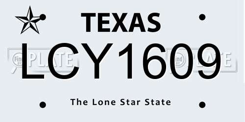 LCY1609 Texas License Plate