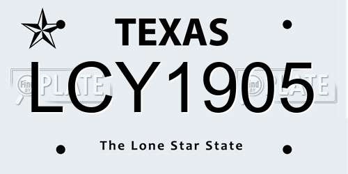 LCY1905 Texas License Plate