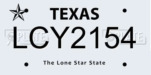 LCY2154 Texas License Plate