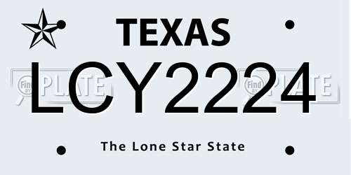 LCY2224 Texas License Plate