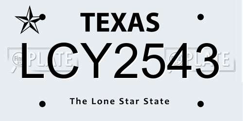 LCY2543 Texas License Plate