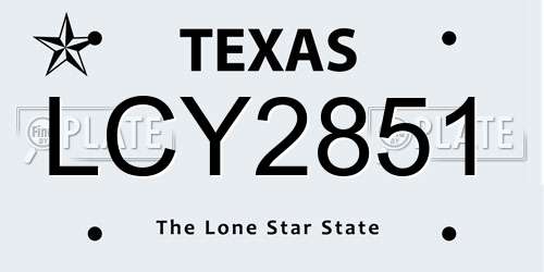 LCY2851 Texas License Plate