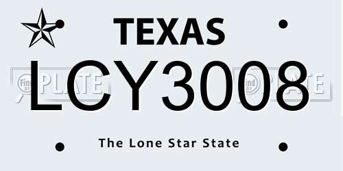LCY3008 Texas License Plate