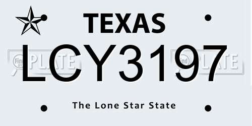 LCY3197 Texas License Plate