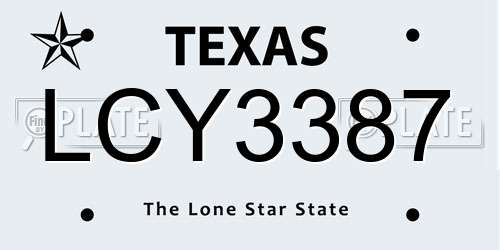 LCY3387 Texas License Plate