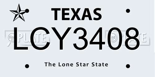 LCY3408 Texas License Plate