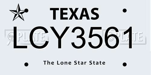 LCY3561 Texas License Plate