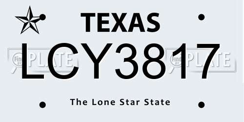 LCY3817 Texas License Plate