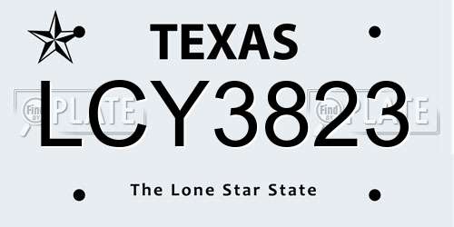 LCY3823 Texas License Plate