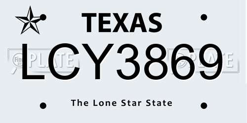 LCY3869 Texas License Plate