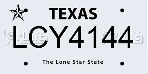 LCY4144 Texas License Plate