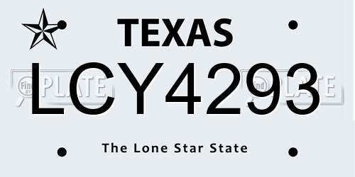LCY4293 Texas License Plate