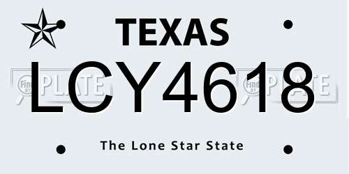 LCY4618 Texas License Plate