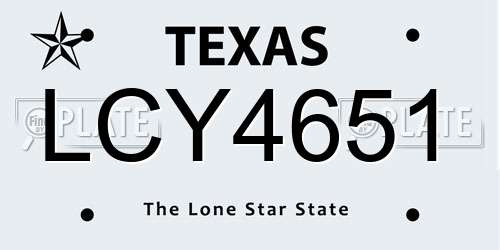 LCY4651 Texas License Plate