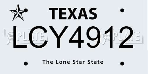 LCY4912 Texas License Plate