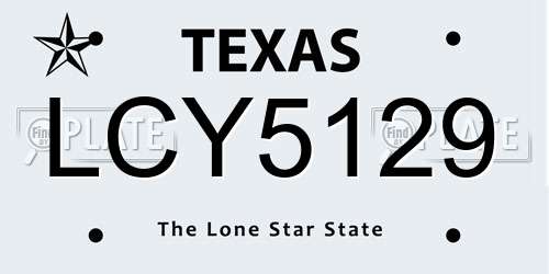LCY5129 Texas License Plate