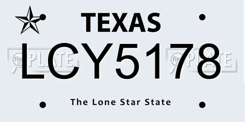 LCY5178 Texas License Plate