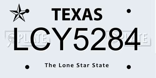 LCY5284 Texas License Plate