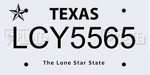 LCY5565 Texas License Plate