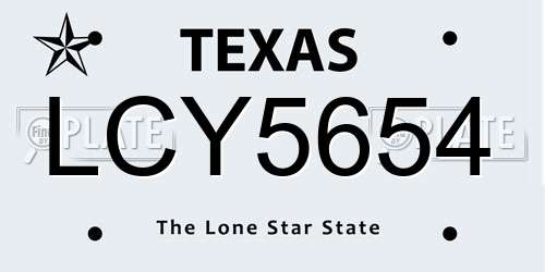 LCY5654 Texas License Plate