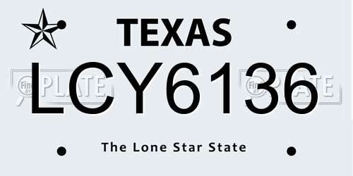 LCY6136 Texas License Plate