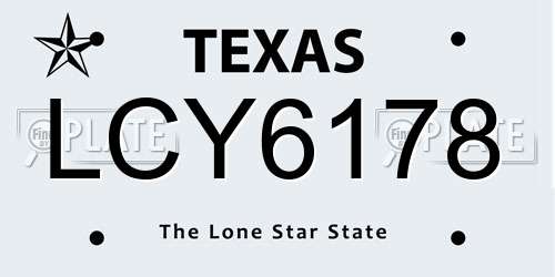 LCY6178 Texas License Plate